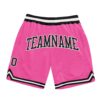 Custom Pink Black-White Authentic Throwback Basketball Shorts