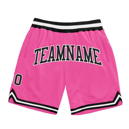 Pink0199 Custom Pink Black-White Authentic Throwback Basketball Shorts