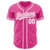 Custom Pink White Authentic Baseball Jersey