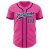 Custom Pink Navy-White Authentic Baseball Jersey