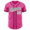 Custom Pink White-Black Authentic Baseball Jersey