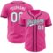 Custom Pink White Black-Light Blue Authentic Baseball Jersey