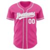 Custom Pink White-Gray Authentic Baseball Jersey