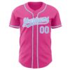 Custom Pink Light Blue-White Authentic Baseball Jersey