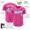 Custom Pink Light Blue-White Authentic Baseball Jersey