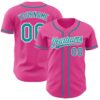 Custom Pink Teal-White Authentic Baseball Jersey