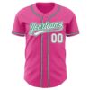 Custom Pink White-Kelly Green Authentic Baseball Jersey