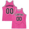 Custom Pink White Pinstripe Black-White Authentic Basketball Jersey