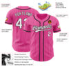 Custom Pink White Pinstripe White-Black Authentic Baseball Jersey