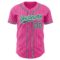 Custom Pink White Pinstripe Kelly Green Authentic Baseball Jersey