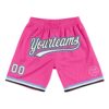 Custom Pink White Black-Light Blue Authentic Throwback Basketball Shorts
