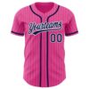 Custom Pink White Pinstripe Navy Authentic Baseball Jersey