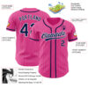 Custom Pink White Pinstripe Navy Authentic Baseball Jersey