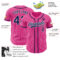 Custom Pink White Pinstripe Navy Authentic Baseball Jersey