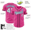 Custom Pink White Pinstripe Sky Blue Authentic Baseball Jersey