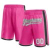 Custom Pink White-Black Authentic Basketball Shorts
