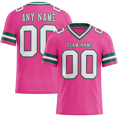 Pink0304 Custom Pink White-Kelly Green Authentic Football Jersey
