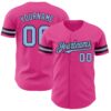 Custom Pink Light Blue-Black Authentic Baseball Jersey