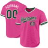 Custom Pink Green-White Authentic Throwback Baseball Jersey