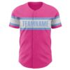Custom Pink White-Light Blue Authentic Baseball Jersey