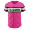 Custom Pink White-Green Authentic Baseball Jersey
