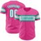 Custom Pink White-Aqua Authentic Baseball Jersey