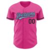 Custom Pink Light Blue-Black Authentic Baseball Jersey