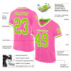 Custom Pink Neon Green-White Mesh Authentic Throwback Football Jersey