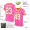 Pink0367-1 Custom Pink White-Gold Mesh Authentic Throwback Football Jersey