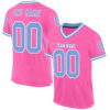 Custom Pink Light Blue-White Mesh Authentic Throwback Football Jersey