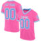 Custom Pink Light Blue-White Mesh Authentic Throwback Football Jersey