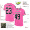 Pink0373-1 Custom Pink Black-White Mesh Authentic Throwback Football Jersey