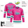 Custom Pink Teal-White Hockey Lace Neck Jersey