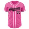 Custom Pink Black-White Authentic Baseball Jersey