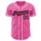 Custom Pink Black-White Authentic Baseball Jersey