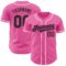 Custom Pink Black-White Authentic Baseball Jersey