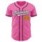 Custom Pink White Pinstripe Gold-Black Authentic Baseball Jersey