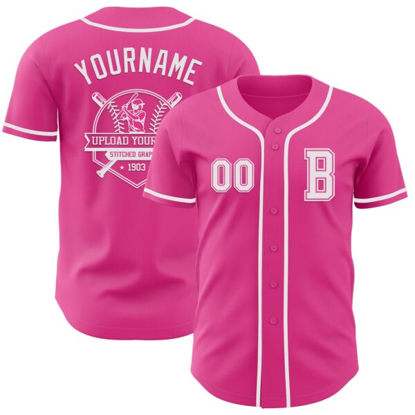 Custom Pink White Authentic Baseball Jersey
