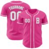 Custom Pink White-Gray Authentic Baseball Jersey