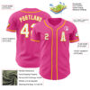 Custom Pink White-Yellow Authentic Baseball Jersey