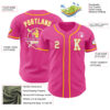 Custom Pink White-Yellow Authentic Baseball Jersey