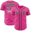 Custom Pink Green-White Authentic Baseball Jersey
