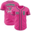 Custom Pink Kelly Green-White Authentic Baseball Jersey