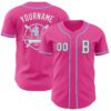 Custom Pink Black-Light Blue Authentic Baseball Jersey
