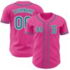 Custom Pink Teal-White Authentic Baseball Jersey