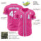 Custom Pink White-Light Blue Authentic Baseball Jersey