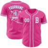Custom Pink White-Light Blue Authentic Baseball Jersey
