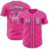 Custom Pink White-Navy Authentic Baseball Jersey