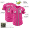 Custom Pink White-Kelly Green Authentic Baseball Jersey