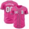 Custom Pink White-Kelly Green Authentic Baseball Jersey